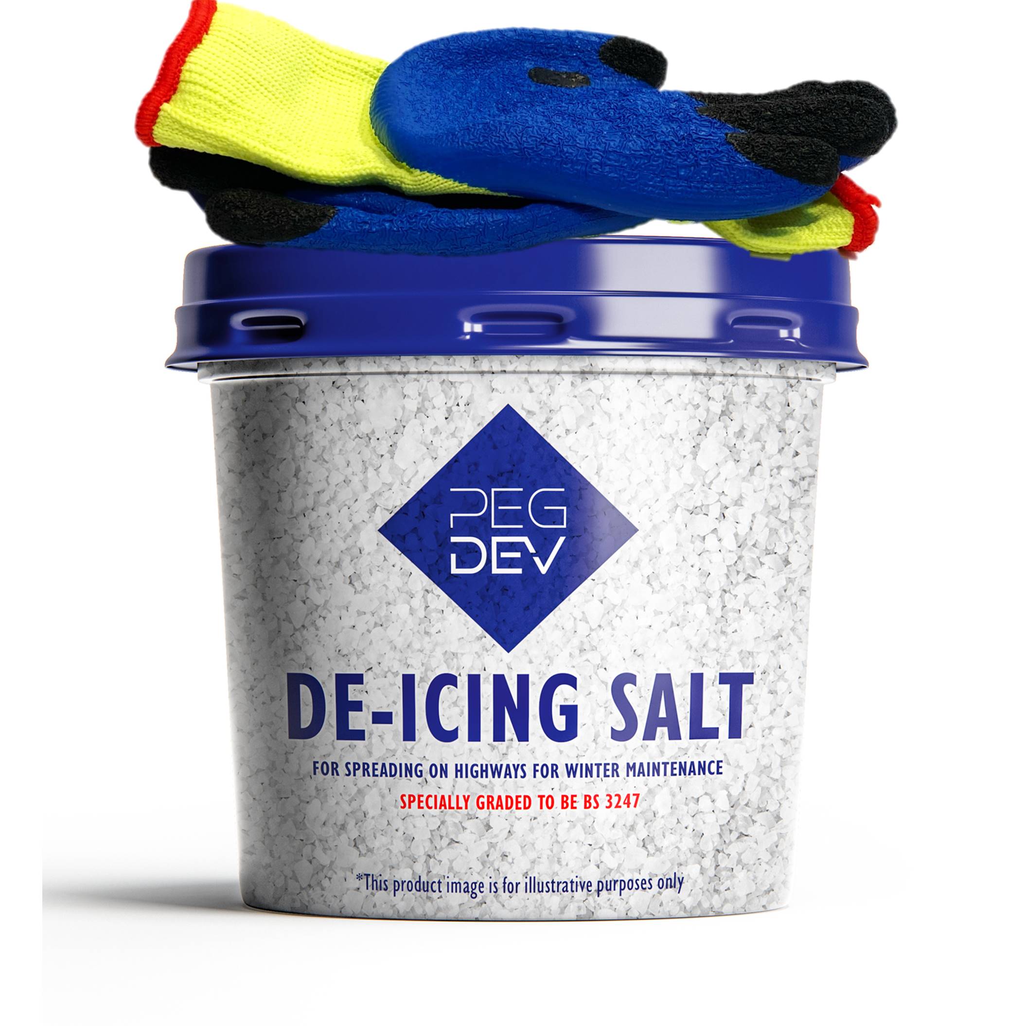 Pegdev Premium White De-Icing Salt with Thermal Gloves Rapid Snow Melting Formula 750g
