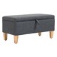 image 1 of HOMCOM 30L Linen Storage Ottoman Padded Footstool with Rubberwood Legs for Storage Box, Bed End, Shoe Bench, Seating, Dark Grey | Grey | Dark Grey | 1