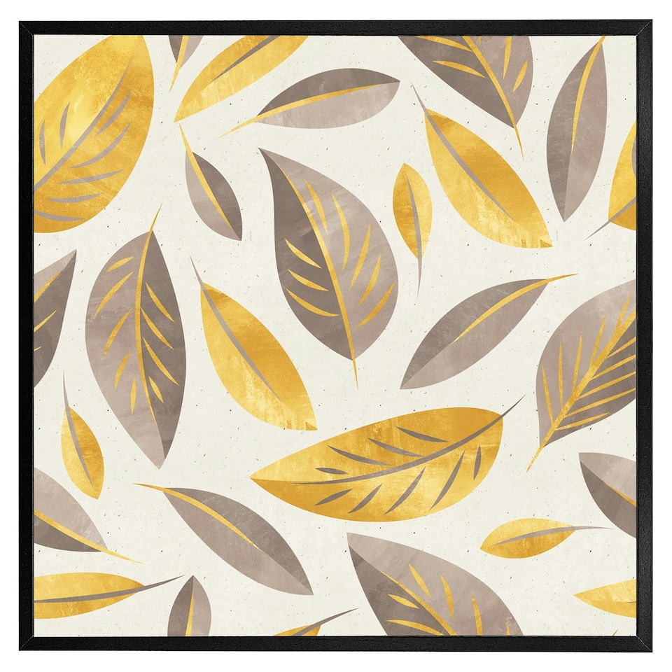 image 1 of Botanical gold and purple leaf (Picture Frame) | White | XL