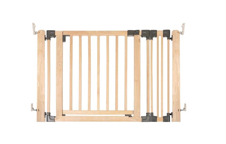 image 1 of Bettacare Wooden Multi Panel Flexible Pet Barrier, Natural Wood, up to 116cm Wide, Dog Barrier for Pets Dogs and Puppy Cream | Natural