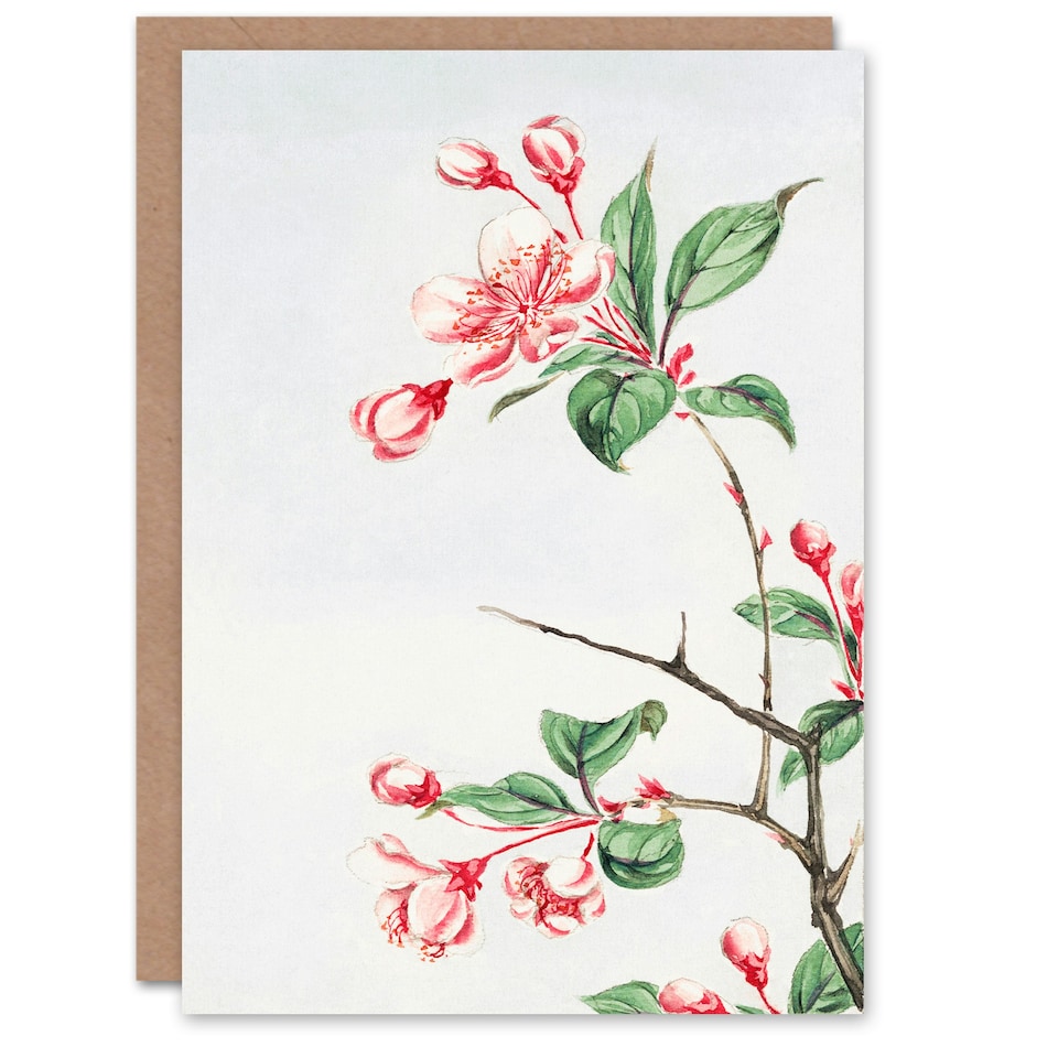 image 1 of Megata Morikaga Japanese Art Card Kaido Crabapple Flower Bloom