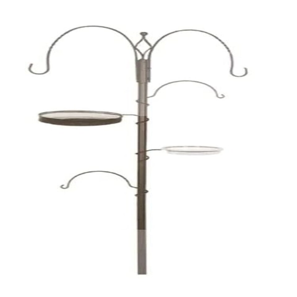 image 1 of Deluxe Garden Wild Bird Feeding Station 4 Hangers, Feeder Tray, Plastic Bird Bath
