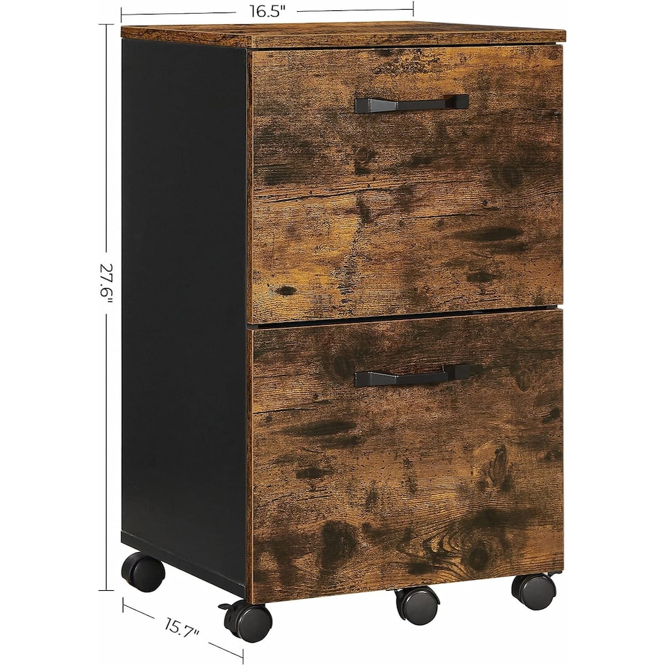image 1 of Rolling File Cabinet with 2 Drawers for A4 and Letter Documents, Mobile Office Storage Unit
