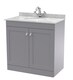 image 1 of Balterley Swynnerton Traditional 2 Door Floor Standing Vanity Unit with Marble Basin, Satin Grey, 800mm