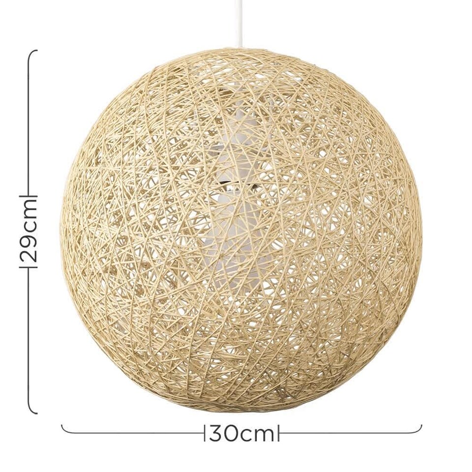 image 1 of ValueLights Bjorn Small Rattan Wicker Cream Ceiling Pendant Shade | Cream