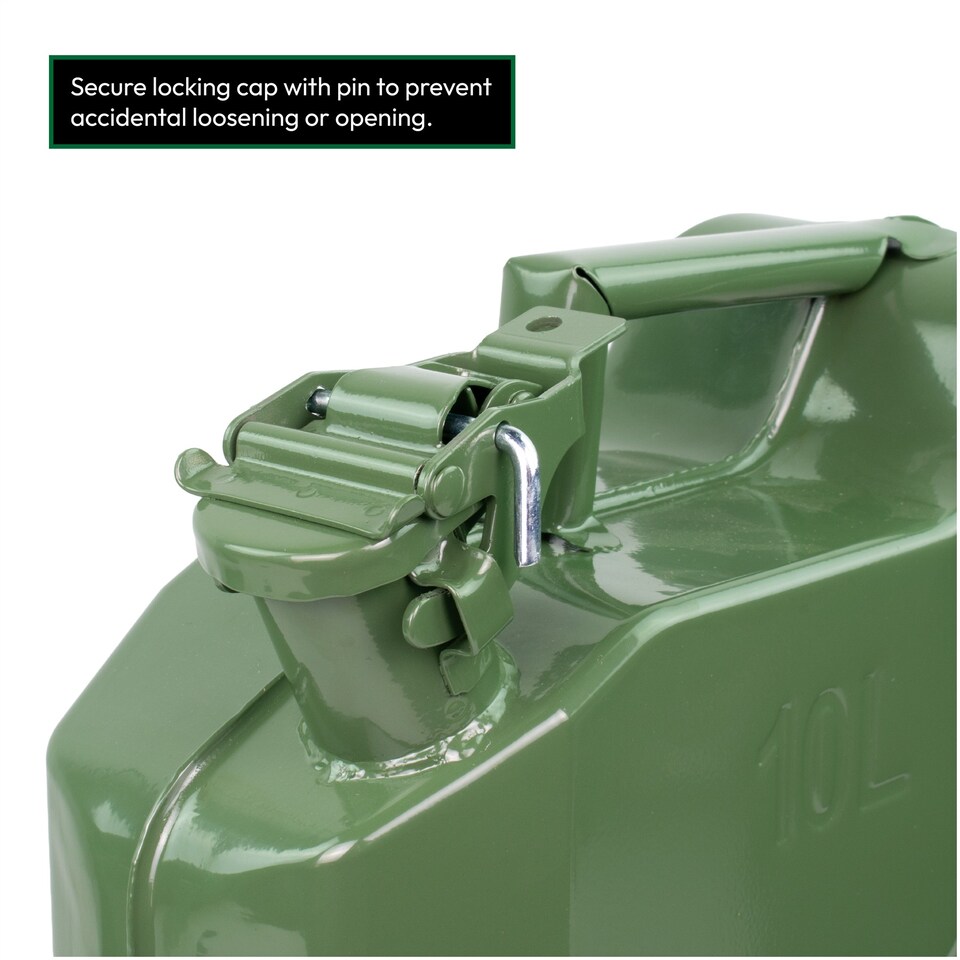 image 1 of KCT 10L Jerry Can Durable Metal Fuel Tank Petrol Diesel Gas Oil Gasoline Storage Container for Vehicle Car Motorbike