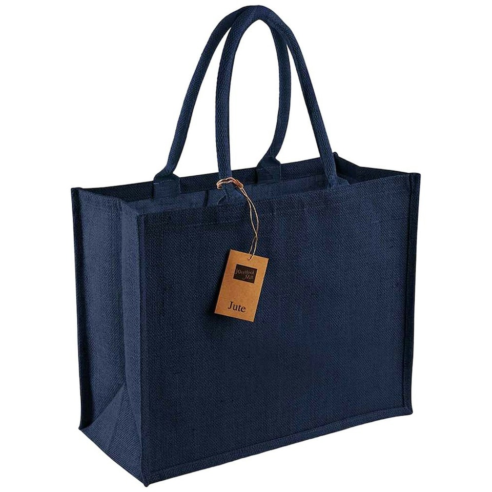 Westford Mill Classic Jute Shopper Bag - Navy/Navy - One Size (UTRW9412)