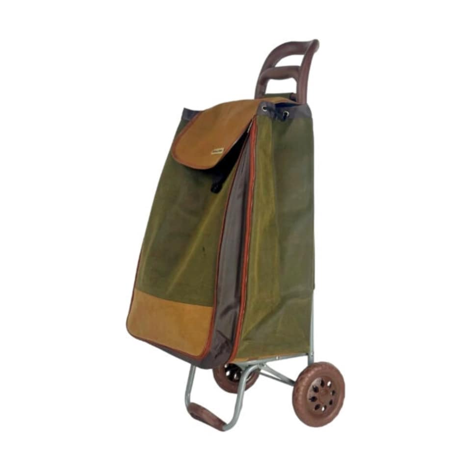 image 1 of 2 Wheel Faux Leather Lightweight Foldable Shopping Trolley 30 x 39 x 60 cm