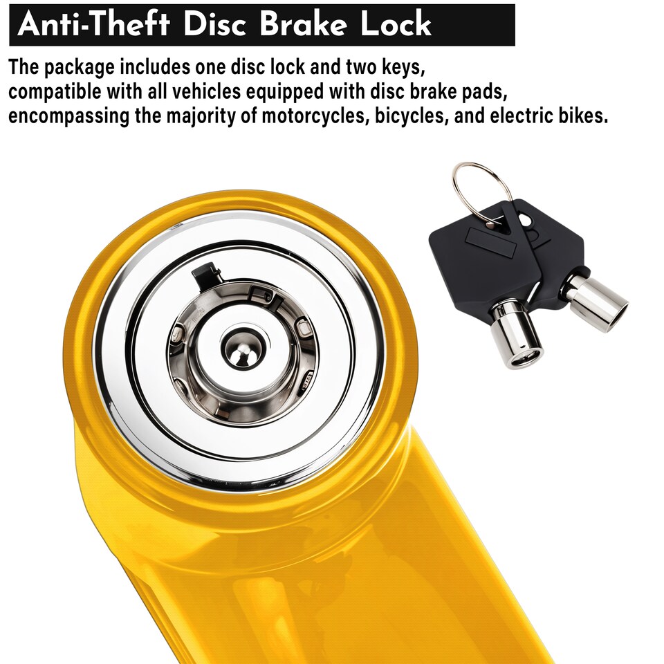 image 1 of Anti-Theft Disc Brake Lock Heavy-Duty with 2 Keys for Bicycles