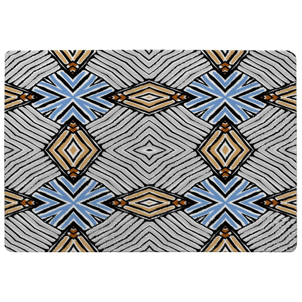 image 1 of Abstract geometric roughly hatched shapes colored with hand drawn brush stokes (Rug) Multi | Large: 140x200cm