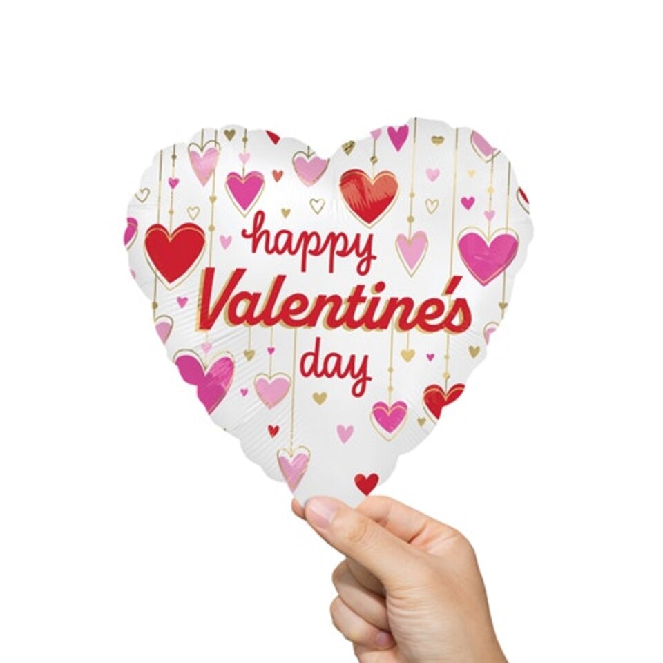 Happy Valentine's Day Dangling Hearts Air Fill Foil Balloon 23cm / 9 in