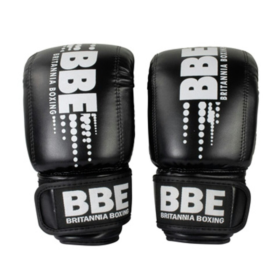 BBE Mens PVC Boxing Gloves - Black/White - S-M