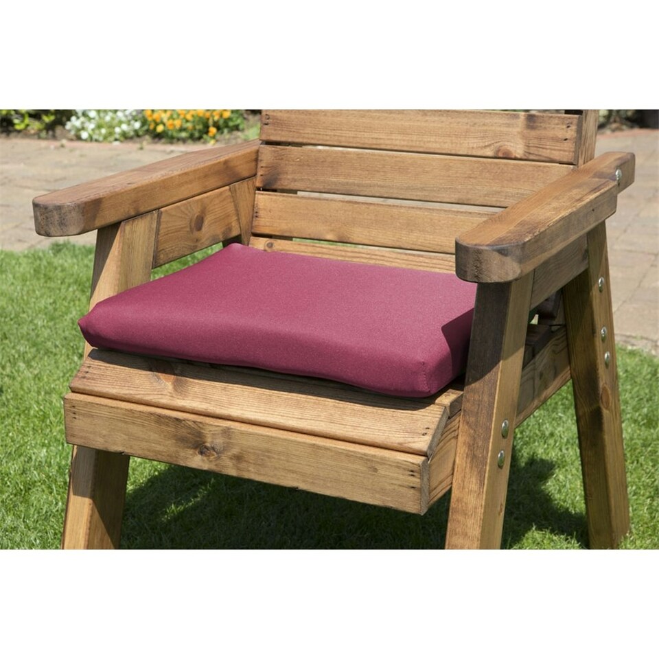 image 1 of Wooden Love Seat With 2x Chair Cushion Burgundy & 1x Fitted Cover
