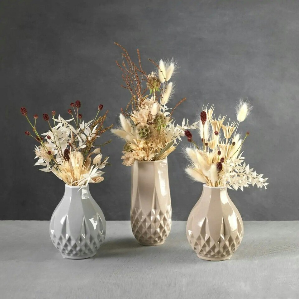 image 1 of Ceramic Geometric Flower Vase - H18.5cm