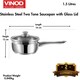 image 2 of Vinod Cookware Two Tone Stainless Steel Saucepan with Glass Lid - Steam Vent, Sturdy Handle Induction Bottom (16cm , 1.5 ltr) N/A