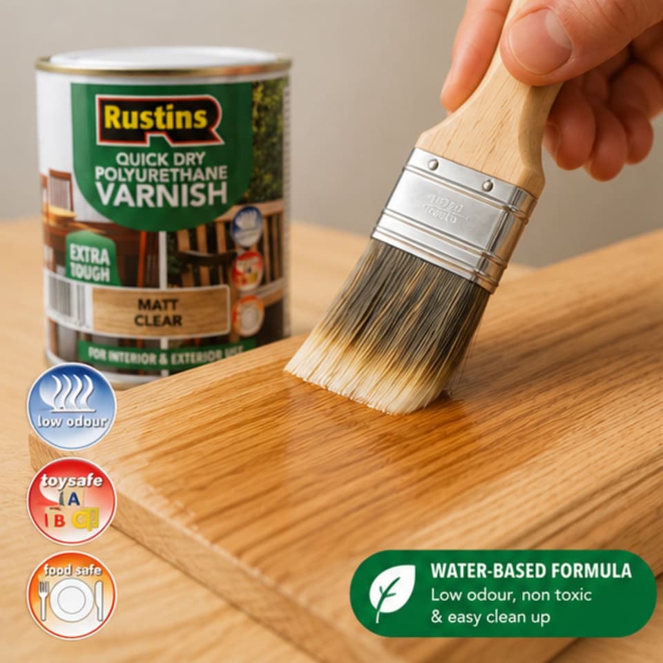 image 1 of Rustins Quick Drying Polyurethane Varnish Matt Clear 250ml | Clear | Clear | 250ml | 1