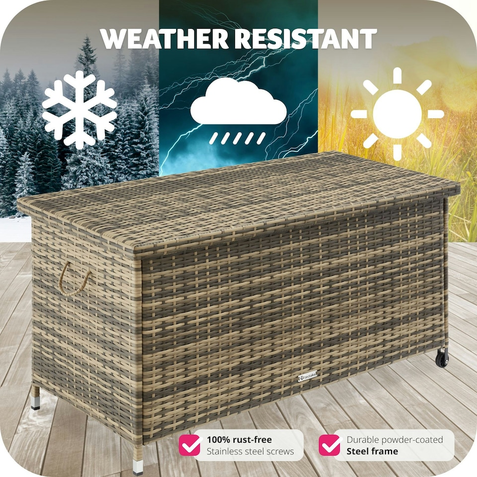 image 1 of Storage Box Kiruna - rattan garden furniture cushion storage 120 x 55 x 61.5 cm Brown | Nature