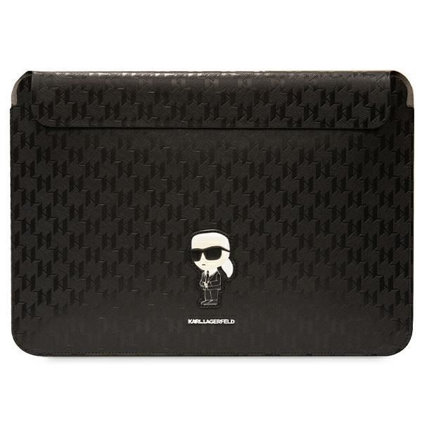 Karl Lagerfeld Saffiano Monogram Ikonik 16 Laptop Sleeve Black - KLCS16SAKHPKK