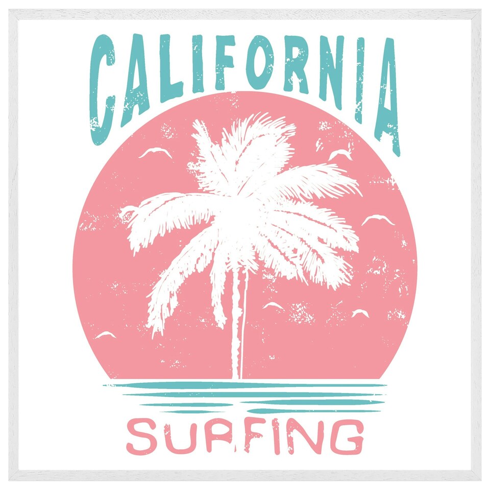 image 1 of California surfing (Picture Frame) White | XL
