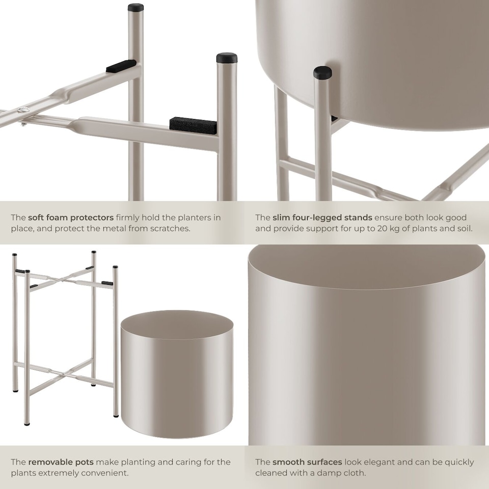 image 1 of Plant Stands Kalmar, set of 2 decorative plant pots in black steel | Brown | taupe | 31 x 31 x 56 cm | 1