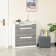 image 2 of HOMCOM Shoe Cabinet with 3 Drawers, High Gloss Front Panels, Glass Top Grey
