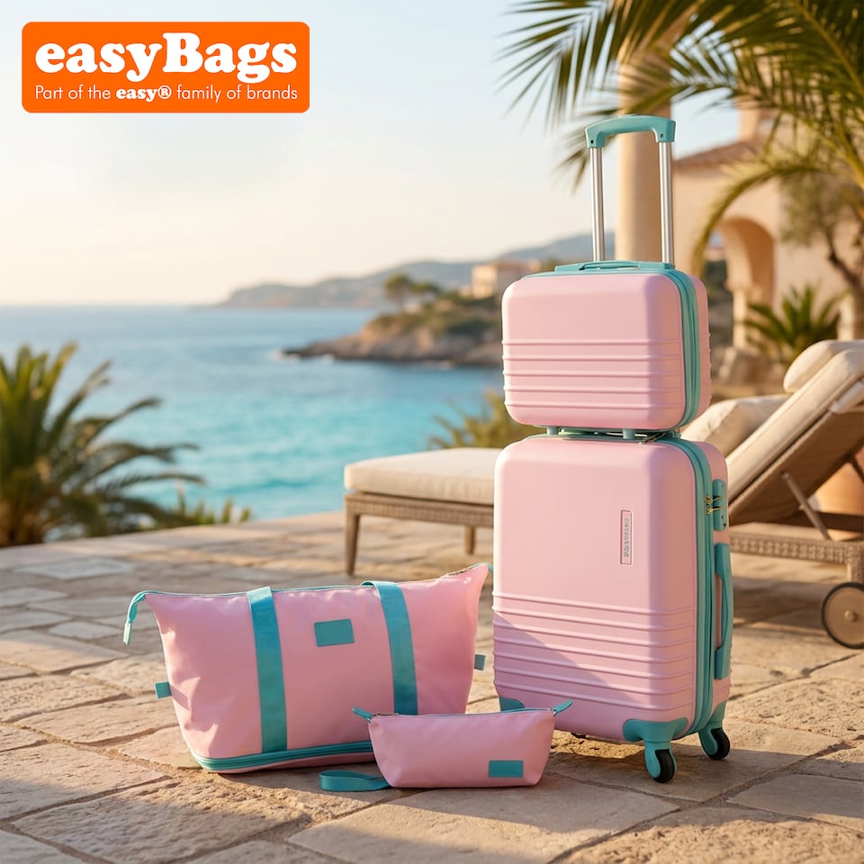 image 1 of Fergana Cabin Luggage Set Carry On Spinner Suitcase TSA Lock Travel Set Baby Pink