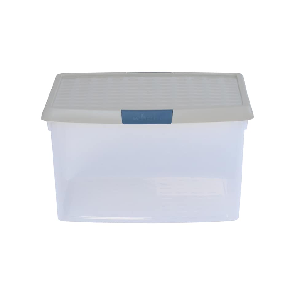 image 1 of Wham Clip 5x 25.5L Square Plastic Storage Boxes with Clip Lock Lids. Ideal for Home, Office, Toys & More - Clear/Stone | Cream | Stone | 5