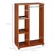 image 3 of HOMCOM Rolling Open Wardrobe Hanging Rail Storage Shelves