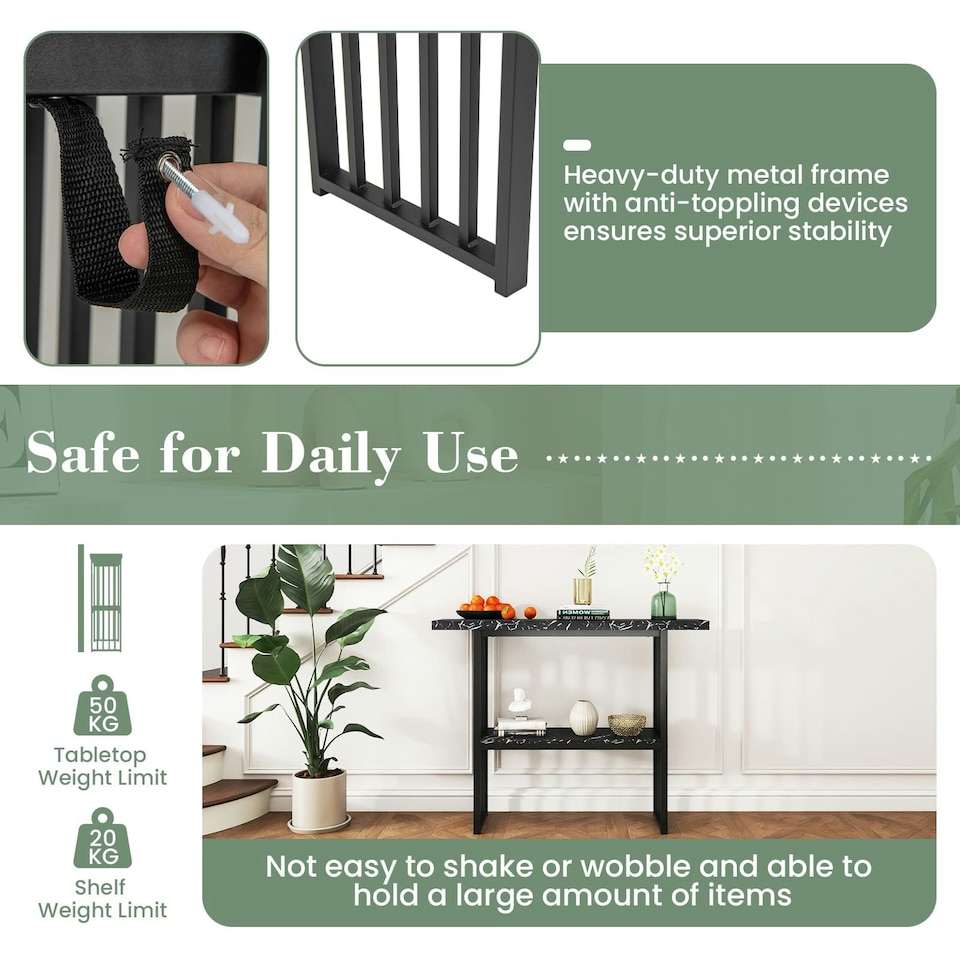 image 1 of COSTWAY 2-tier Console Table Entryway Table Black