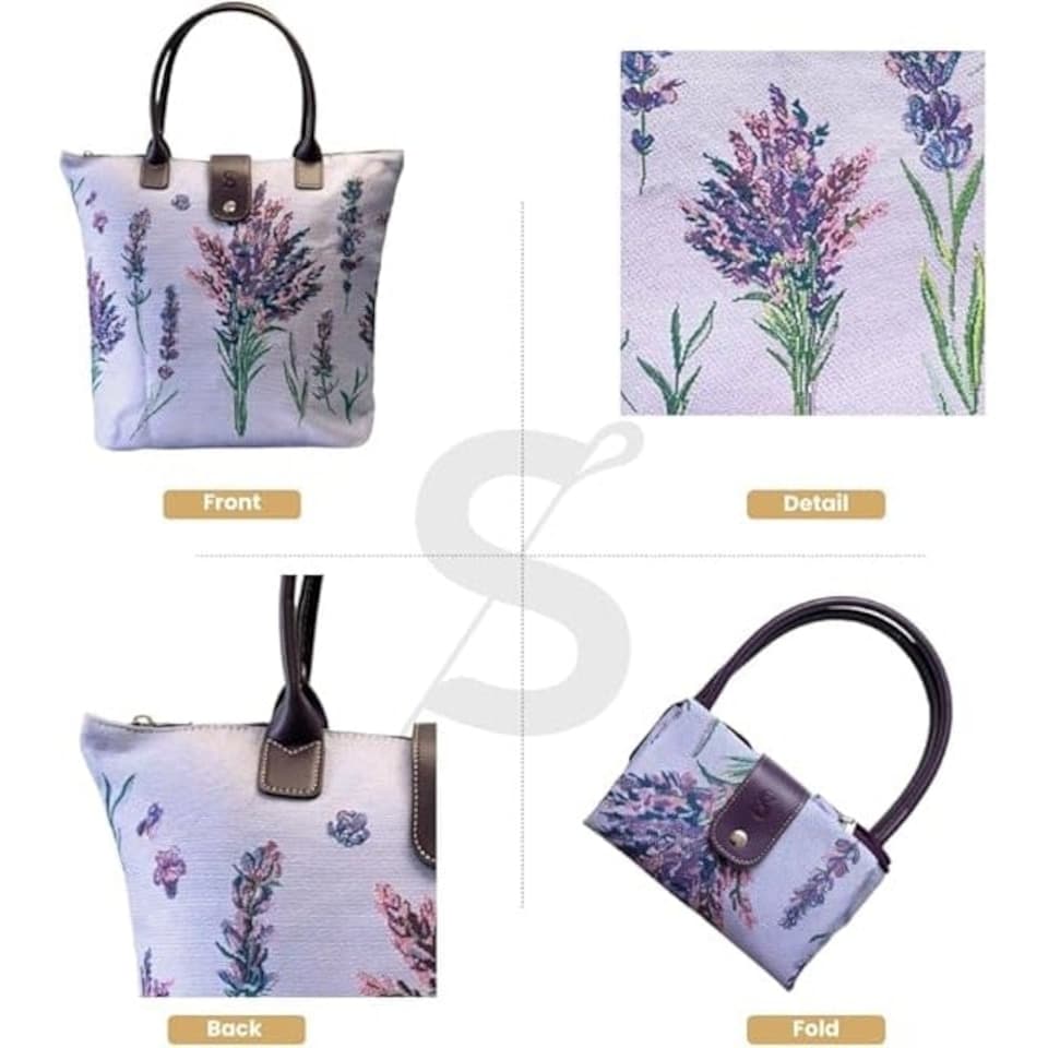 image 1 of Signare Foldable Shopper Tote Bag - Purple Lavender Purple | Purple