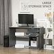 image 3 of HOMCOM Computer Desk w/ Drawers Modern Writing Workstation for Home Office Grey