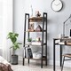 image 3 of 4-Tier Slim Ladder Shelf Vertical Bookcase Storage Unit for Home Office, Rustic Brown and Ink Black