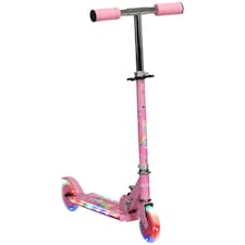HOMCOM Kids Scooter 2 Wheels W/ Lights Music Adjustable Height Foldable - Pink