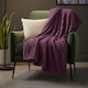 image 2 of Chunky Ribbed Mink Throw Ultra Soft Warm Elegant Blanket for Sofa Or Bed | Purple | Plum