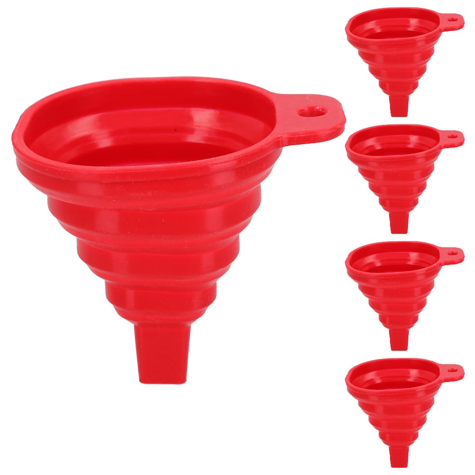 image 1 of Silicone Flexible Mini Collapsible Folding Foldable Funnel -40c – 230c Kitchen 5pk