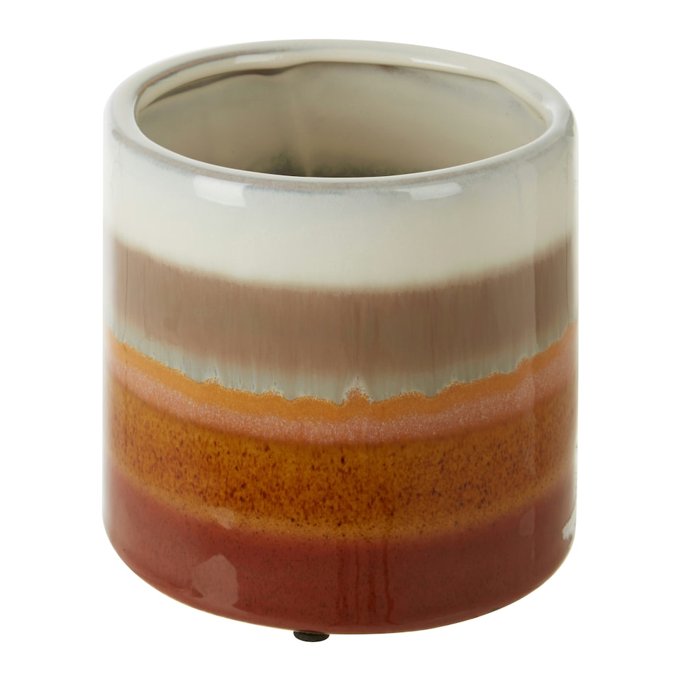 image 1 of Interiors by Premier Small Planter, Handcrafted Stoneware with Glazed Surface, Indoor Planter with Drainage Holes for Plants Multi