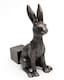 image 3 of Small Bronze Sitting Hare Plant Pot Feet - Set of 3 | Grey