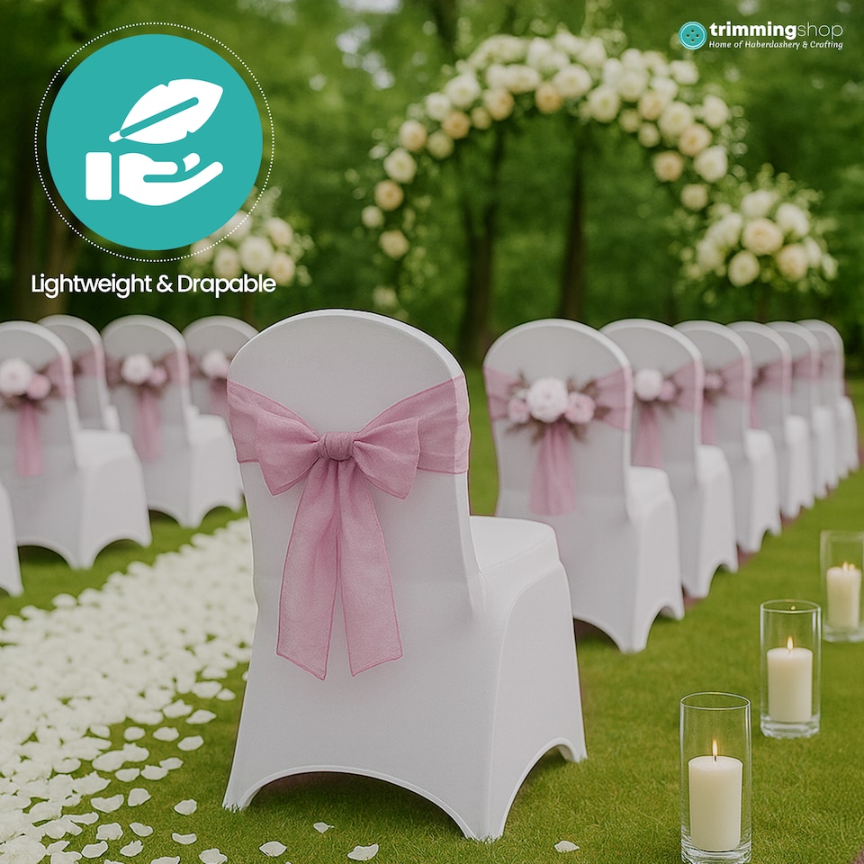image 1 of 17 x 280cm Organza Chair Sashes, Sheer Sash Ties - 25pcs