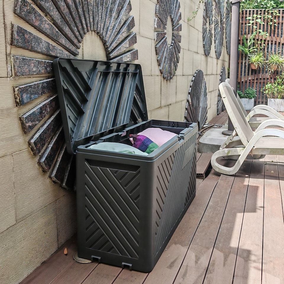 image 1 of Gr8 Garden Anthracite 280L Plastic Storage Box Garden Outdoor Shed Utility Cushion Chest