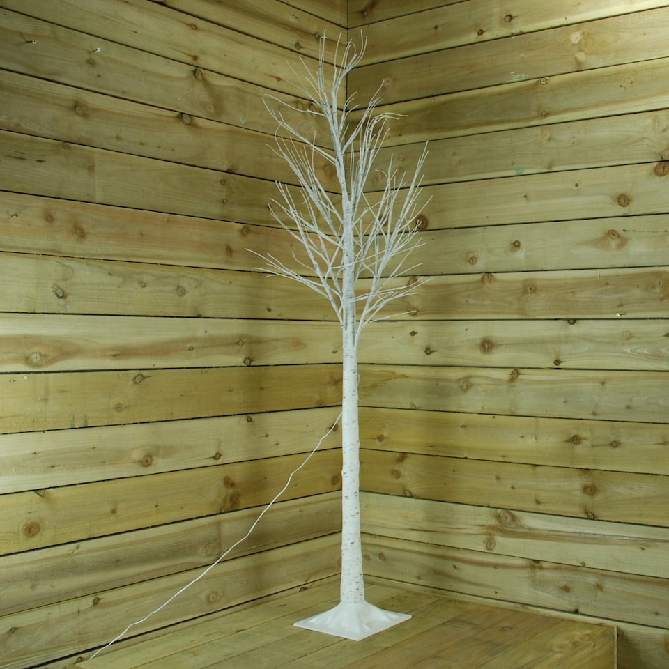 image 1 of 1.8m (6ft) Outdoor Christmas Light Up White Birch Tree with 80 Multicoloured LEDs