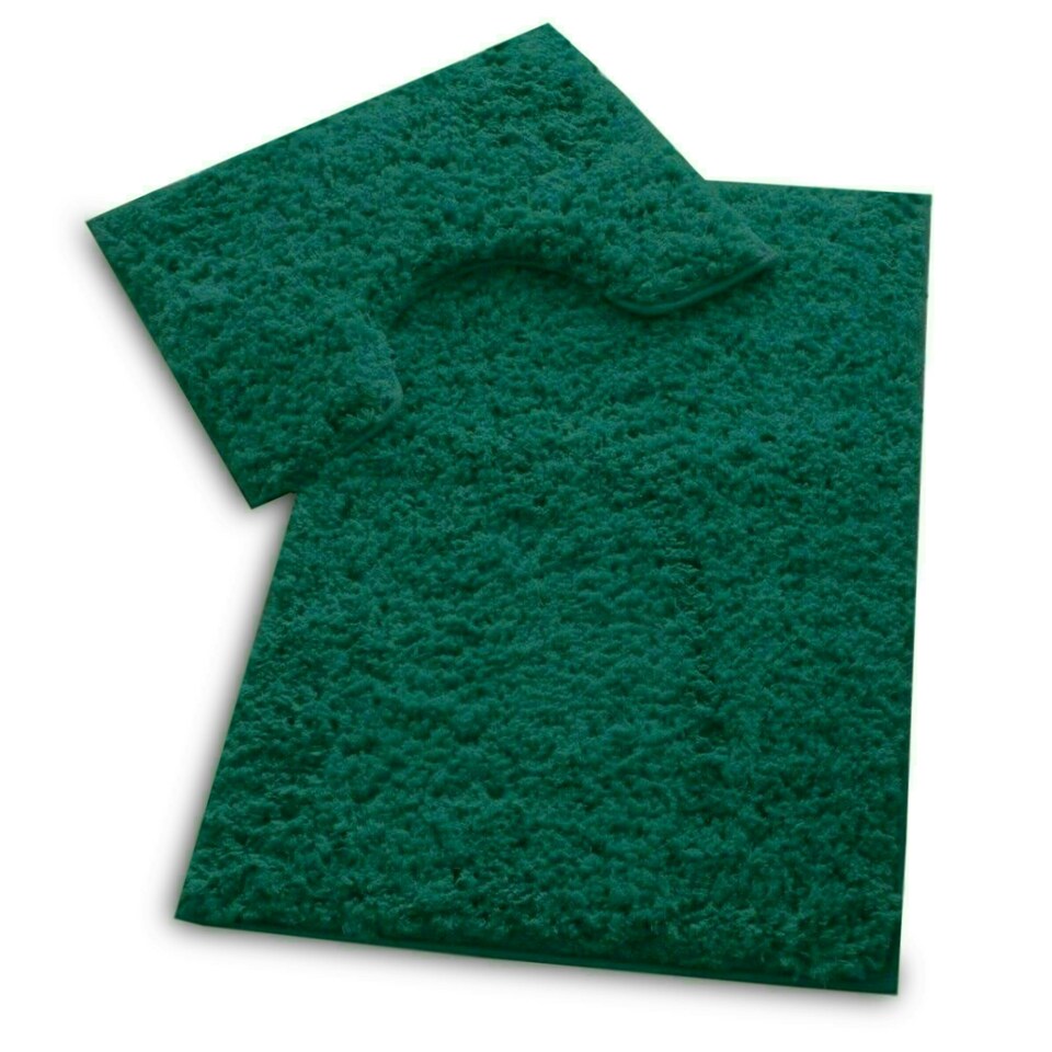 image 1 of VELVETIO Bath Mats & Pedestal Mat Set Anti Slip Super Soft Water Absorbent Green | Teal