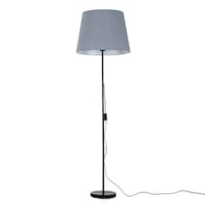 ValueLights Charlie Black Floor Lamp Grey Taper Shade and Bulb