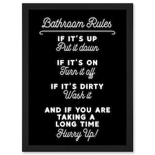 Funny Bathroom Toilet Rules A4 Black Framed Print