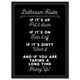 image 1 of Funny Bathroom Toilet Rules A4 Black Framed Print