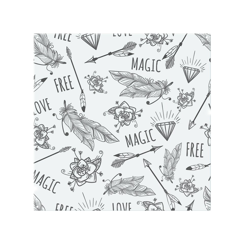 image 1 of Tribal Feathers Arrows And Diamonds Splash Back | White
