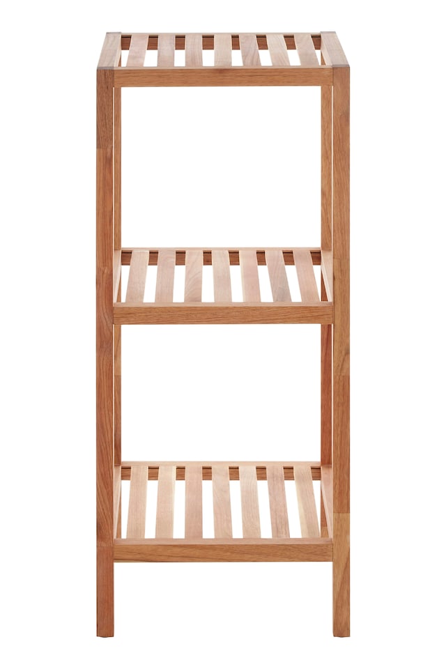 image 1 of Orsina Contemporary Sleek 3 Tier Walnut Wood Bathroom Shelf Unit, Versatile Large Shelving Unit, Durable Shelf