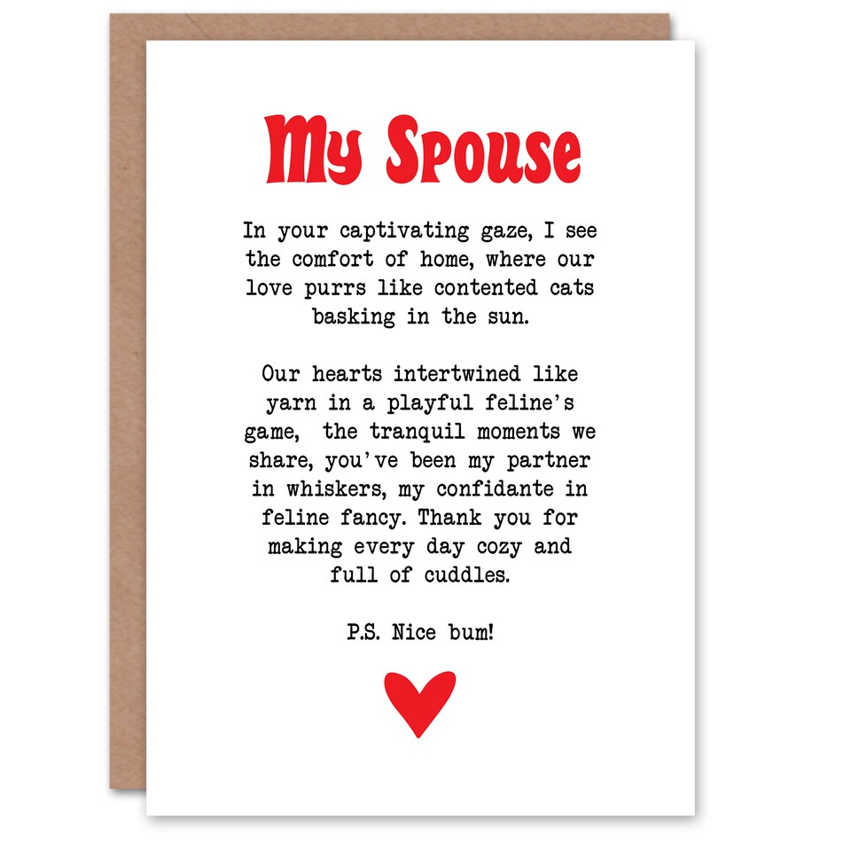 image 1 of Greeting Card Love Poem Cat Lover Spouse Romantic Poetry Anniversary