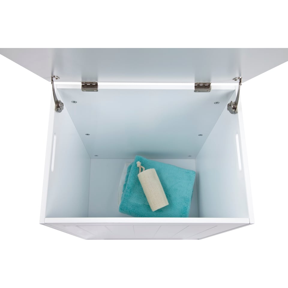 image 1 of Chester Large White Wooden Laundry Bin, Bathroom Storage Chest, Cabinet, Hamper