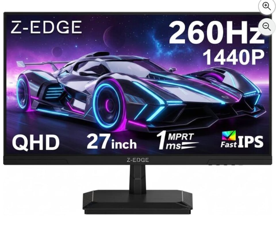 image 1 of Z-Edge 27 Inch QHD Gaming Monitor 260Hz 240Hz 2K 2560x1440 Fast IPS, Black | PC Monitor 1440P, 1ms MPRT, 350cd/m² Brightness, Crosshair, FreeSync, DisplayPort (260Hz), HDMI (144Hz), VESA Mountable