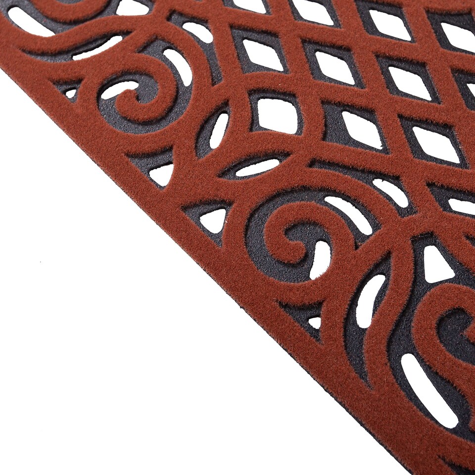 image 1 of Nicoman Victorian Style Rubber Outdoor Door Mat Red 60 x 40cm | Red | 61 x 41cm